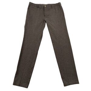 Hugo Boss Trousers Mens 32R Brown Genius Stretch Cotton Flat Front